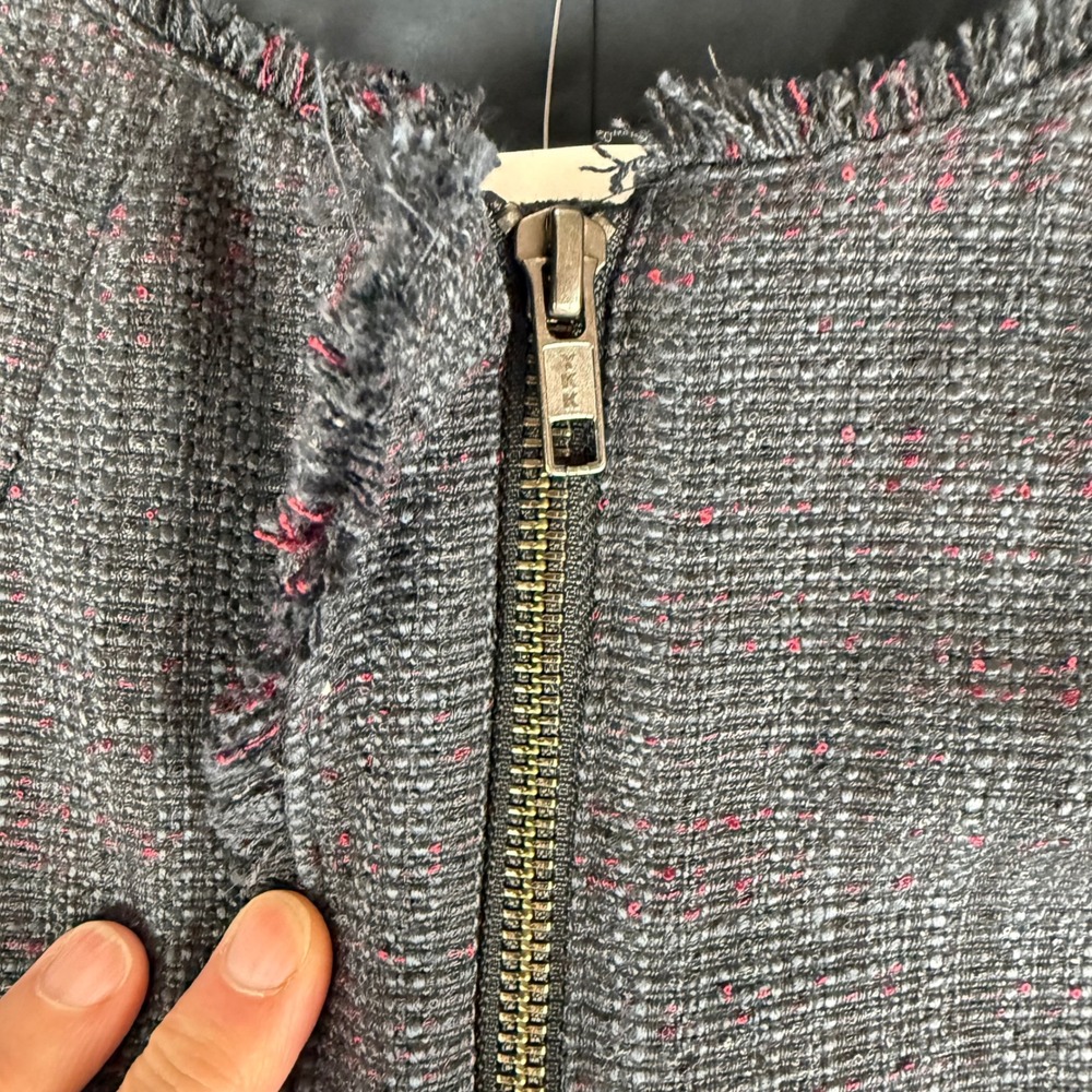 Ann Taylor LOFT Women's‎ Tweed Blazer Jacket Black Gray Size 2 Frayed Collar NEW - Picture 7 of 9